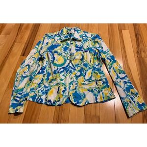 Vintage Coldwater Creek Large Jacket Lined Floral Beaded Cotton  Artsy Y2K*